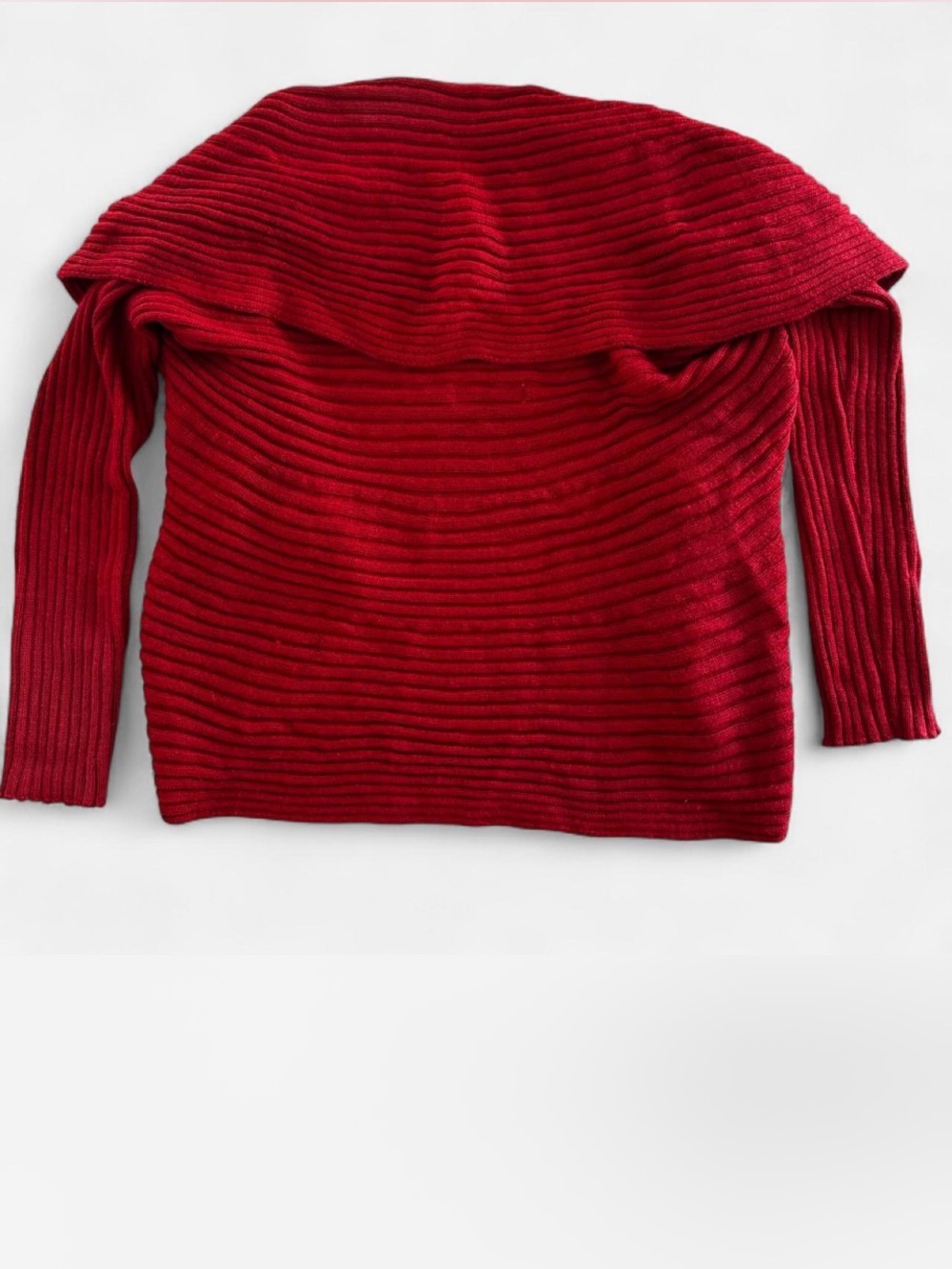 Peruvian Link Alpaca Ribbed Open-Front Red Cardigan Sweater - Picture 4 of 7